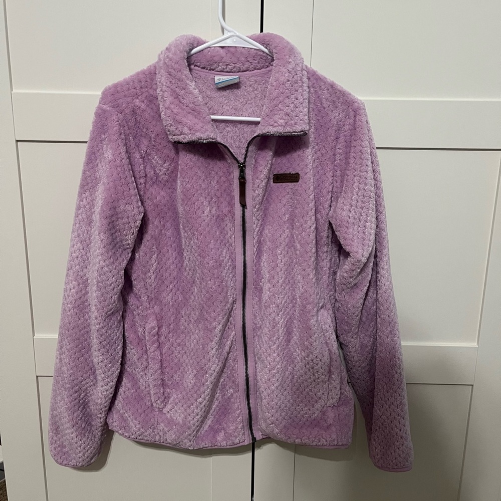 Columbia Purple Teddy Jacket Plush Fleece High Collar